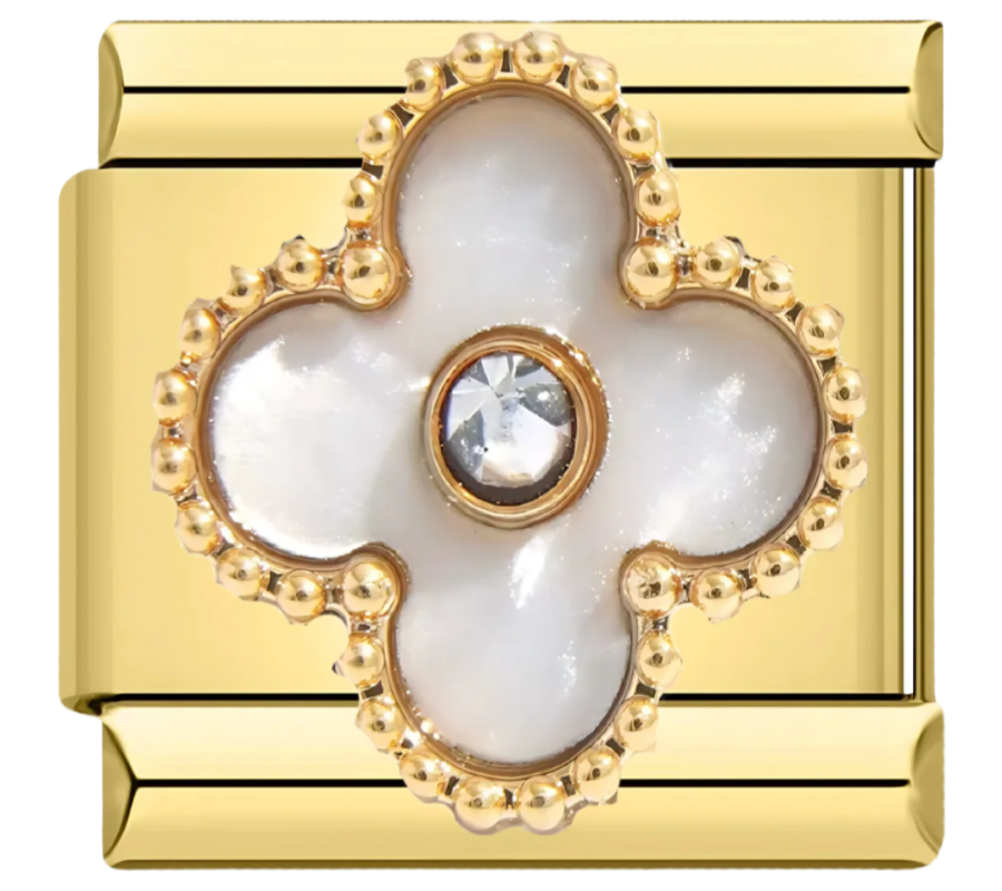 Perlenkreuz Charm (Weiß)