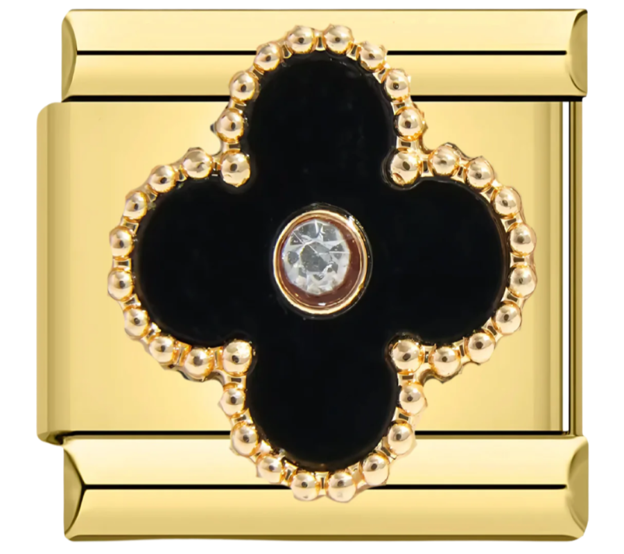 Perlenkreuz Charm (Schwarz)