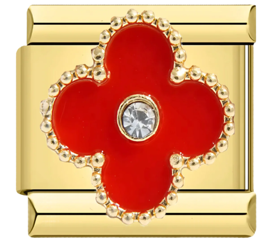 Perlenkreuz Charm (Rot)