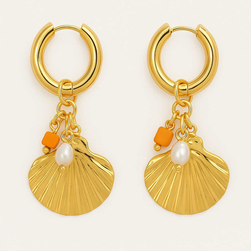 Orange Sea Shell Ohrring