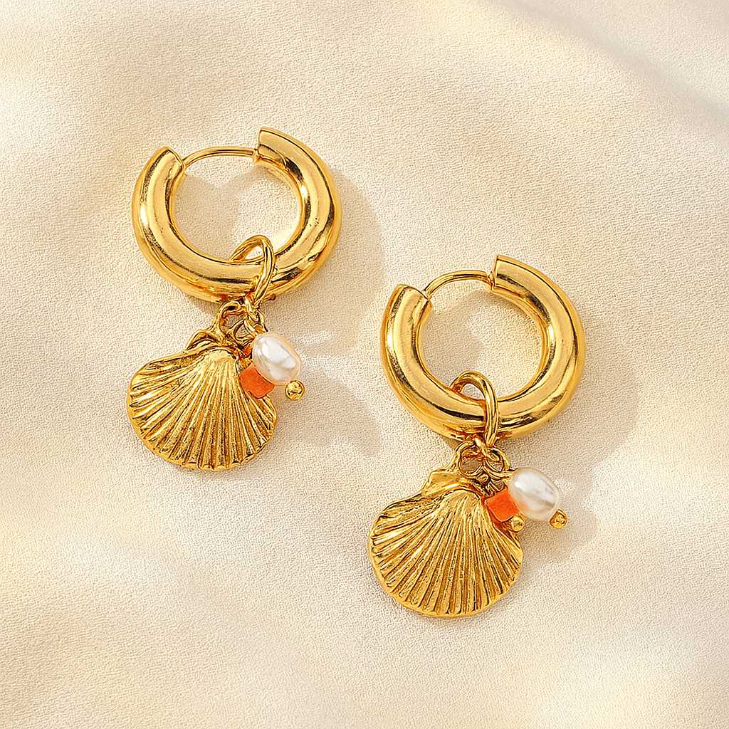 Orange Sea Shell Ohrring