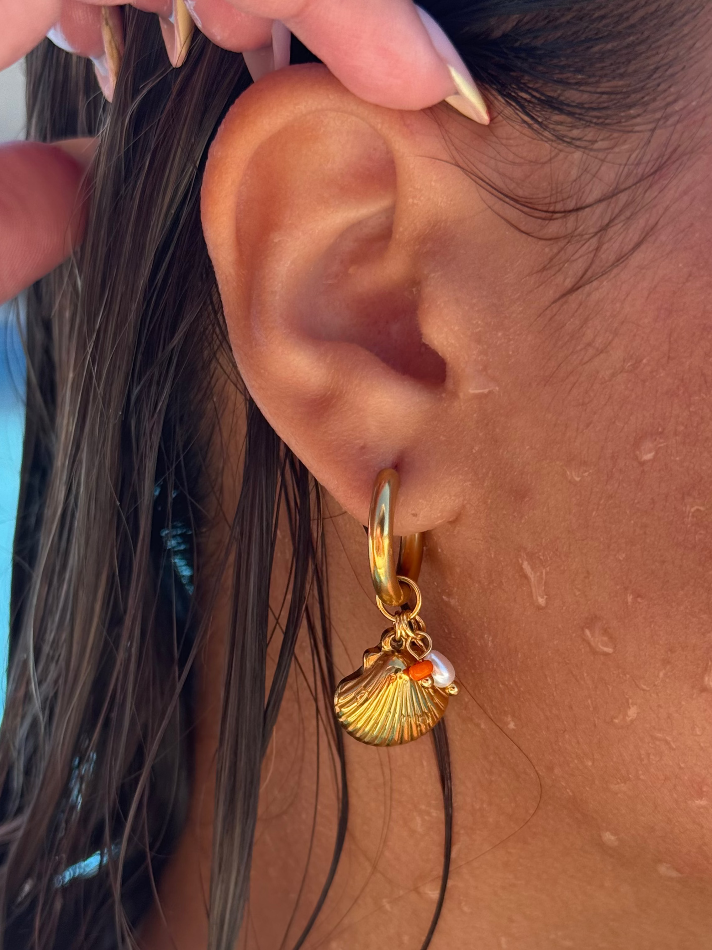 Orange Sea Shell Ohrring